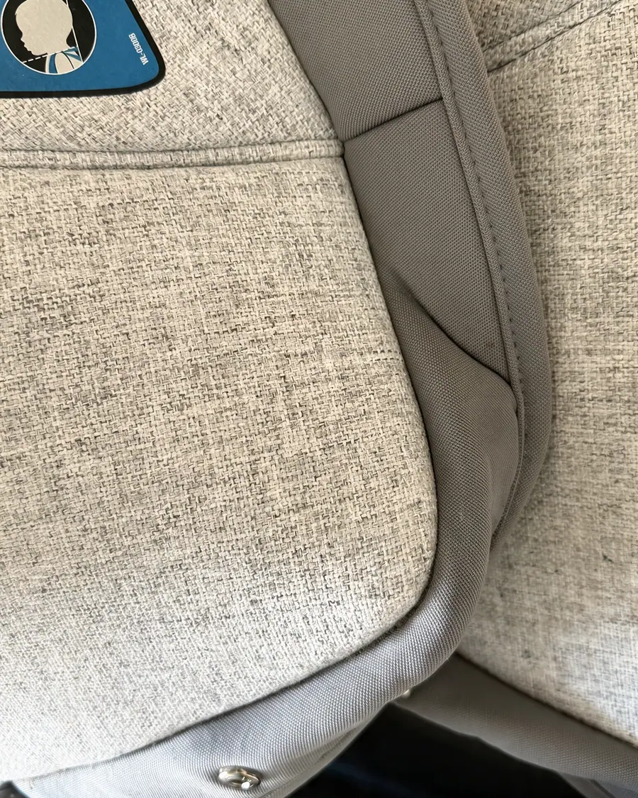 Car seat fabric after cleaning, crumbs and stains gone